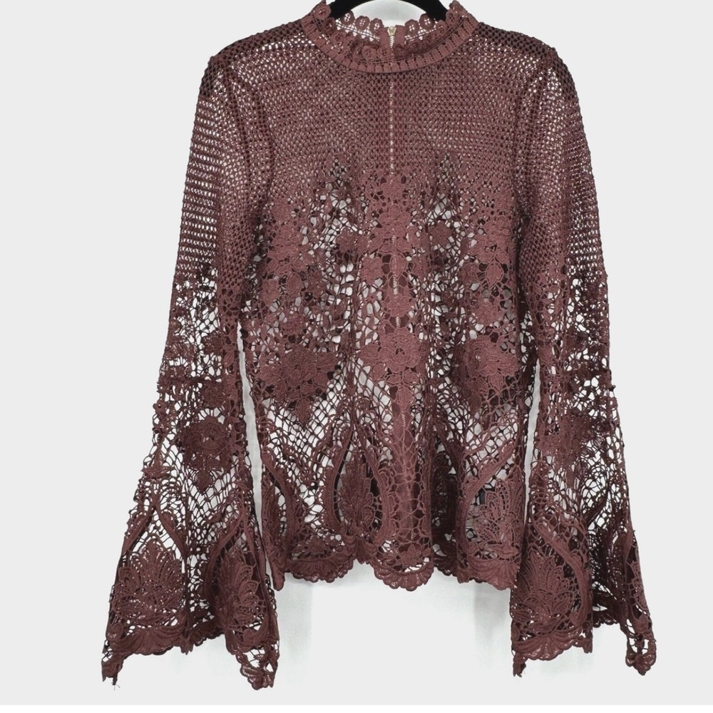 BOLD elements Brown Cropped Embellished Blouse